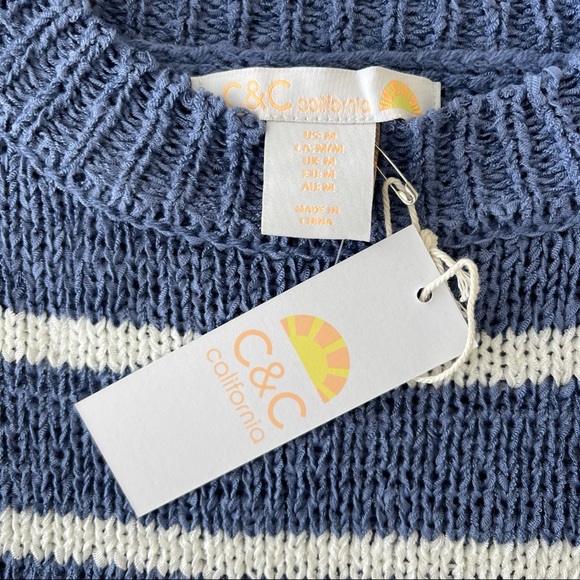 NWT C&C California dark blue with white stripes round neck slouchy fit swea… - Picture 13 of 15